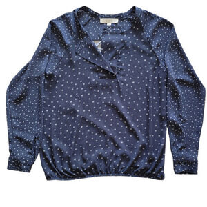 Ann Taylor Loft Raglan Long Sleeve Crew Neck Elastic Waist Top‎